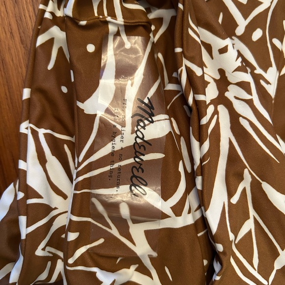 Madewell Double Strap, One Shoulder, One Piece Flora Sepia Abstract Swim Suit - Picture 9 of 10